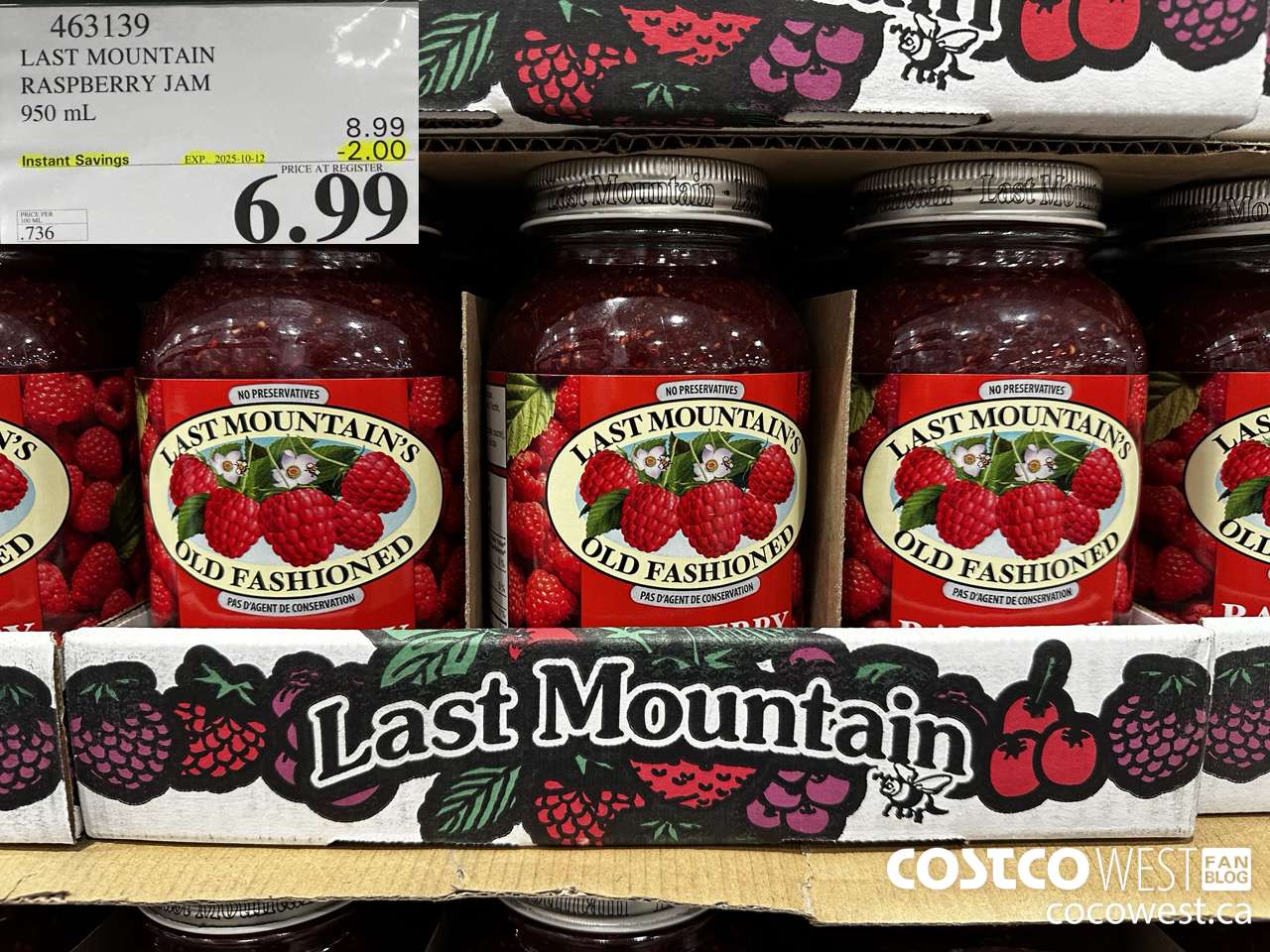 463139 LAST MOUNTAIN RASPBERRY JAM 950 mL ($2.00 INSTANT SAVINGS EXPIRES ON 2025-10-12) $6.99