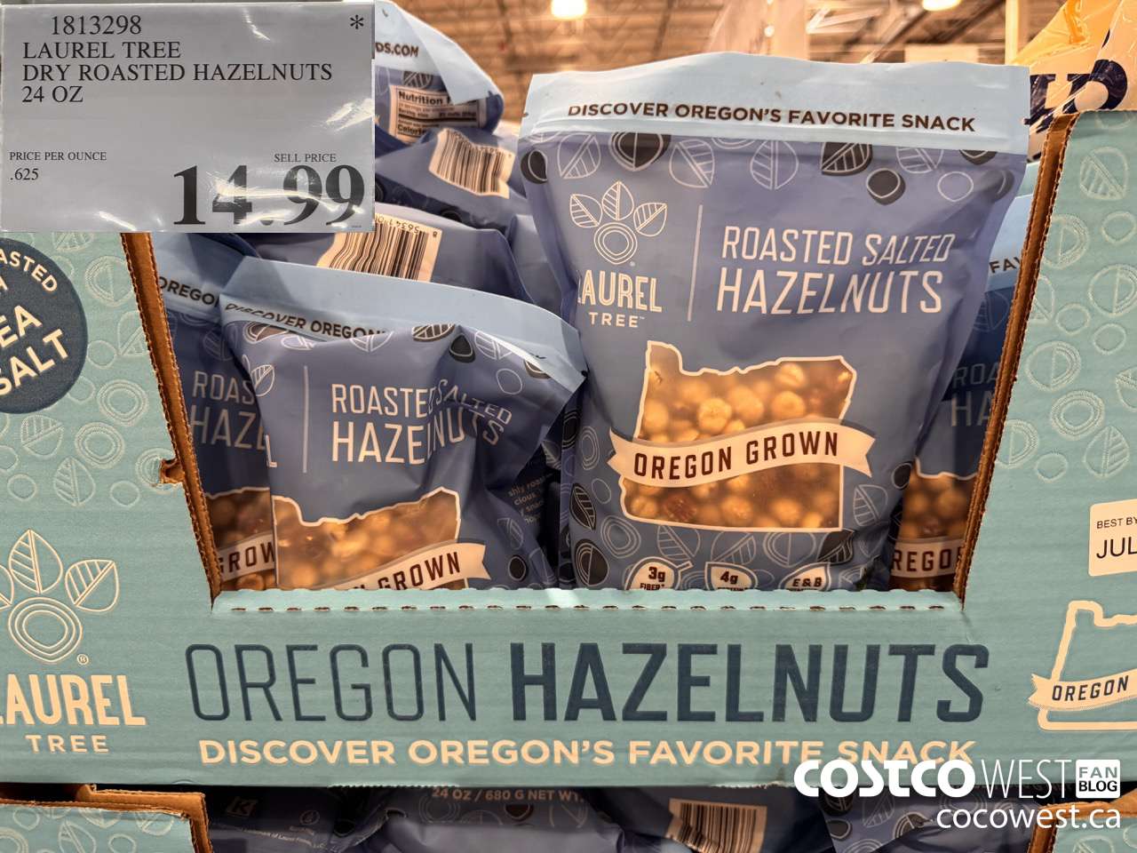 1813298 LAUREL TREE DRY ROASTED HAZELNUTS 24 OZ $14.99