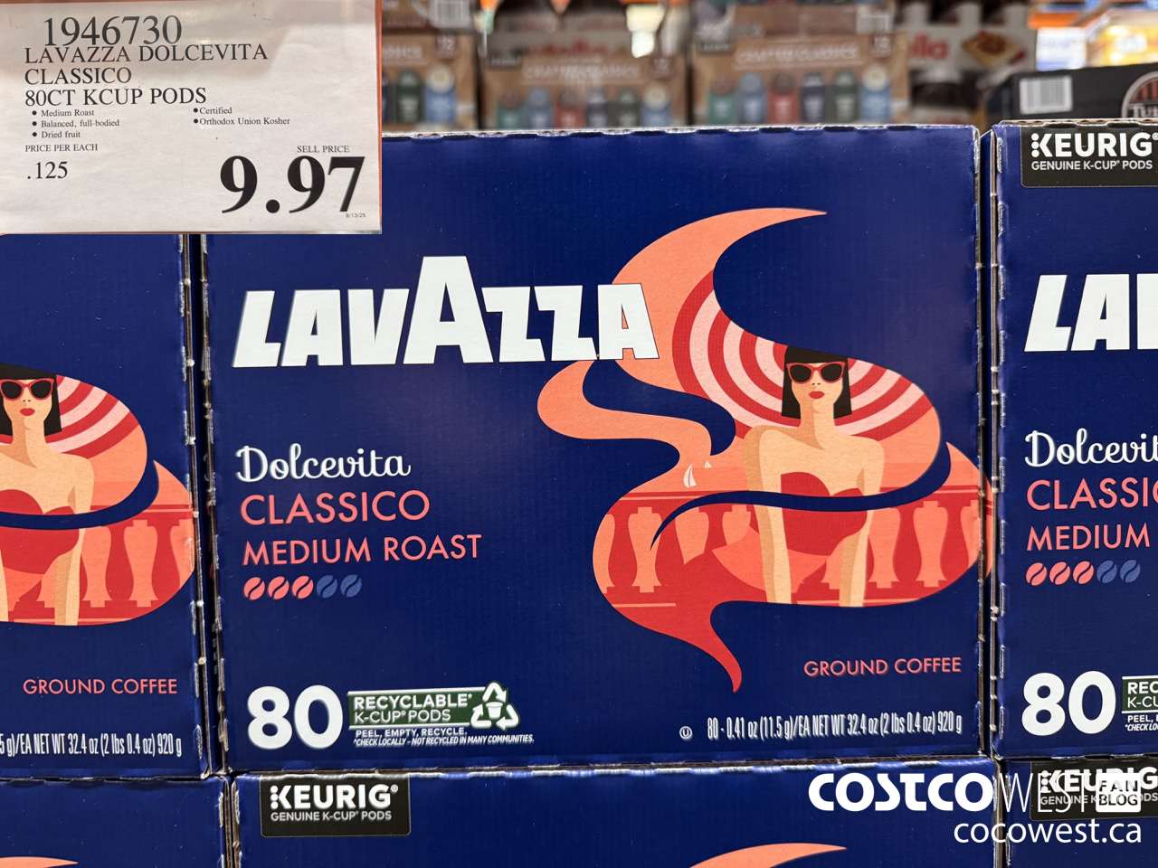 1946730 LAVAZZA DOLCEVITA CLASSICO 80CT KCUP PODS $9.97