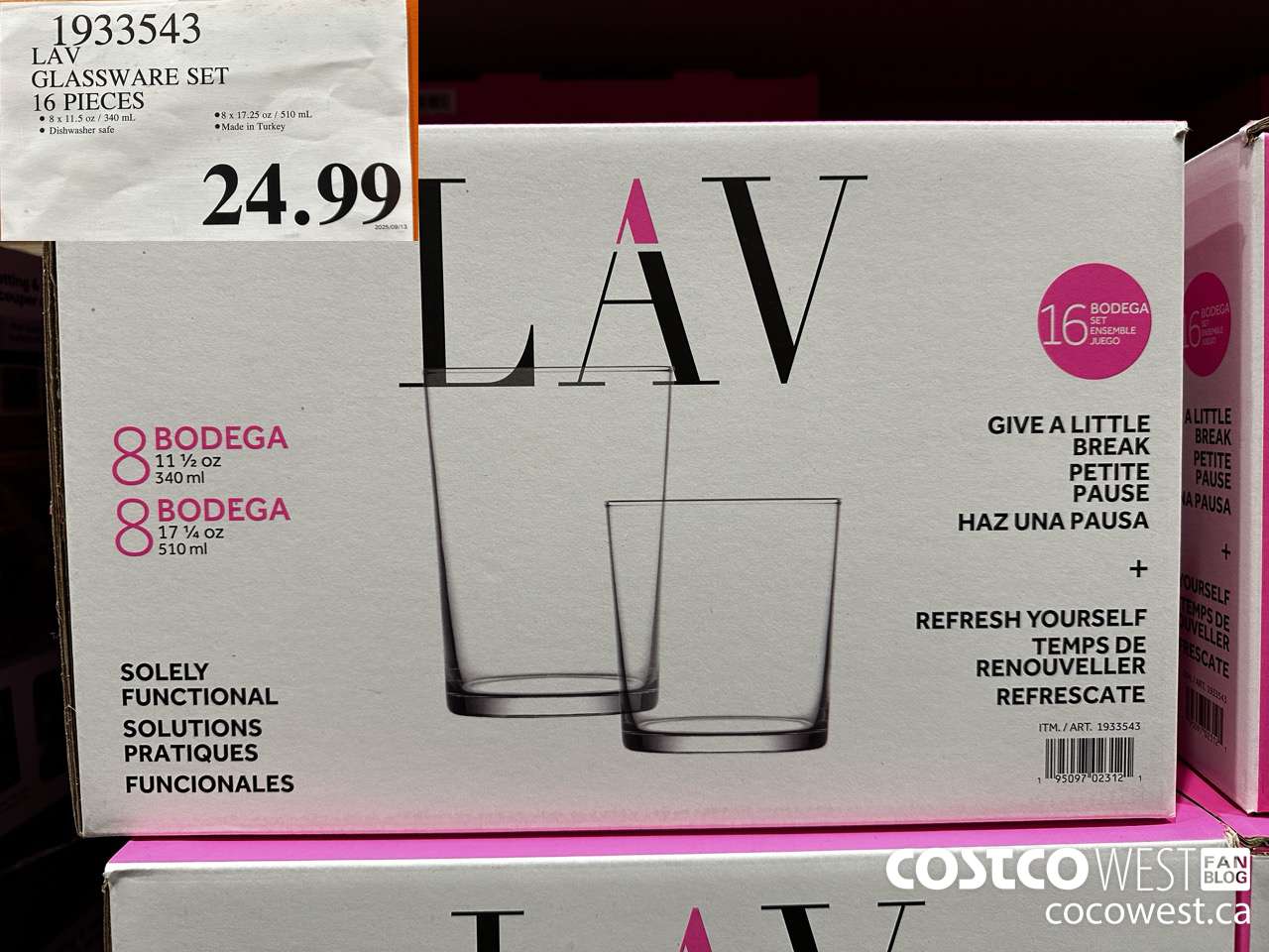 1933543 LAV GLASSWARE SET 16 PIECES $24.99