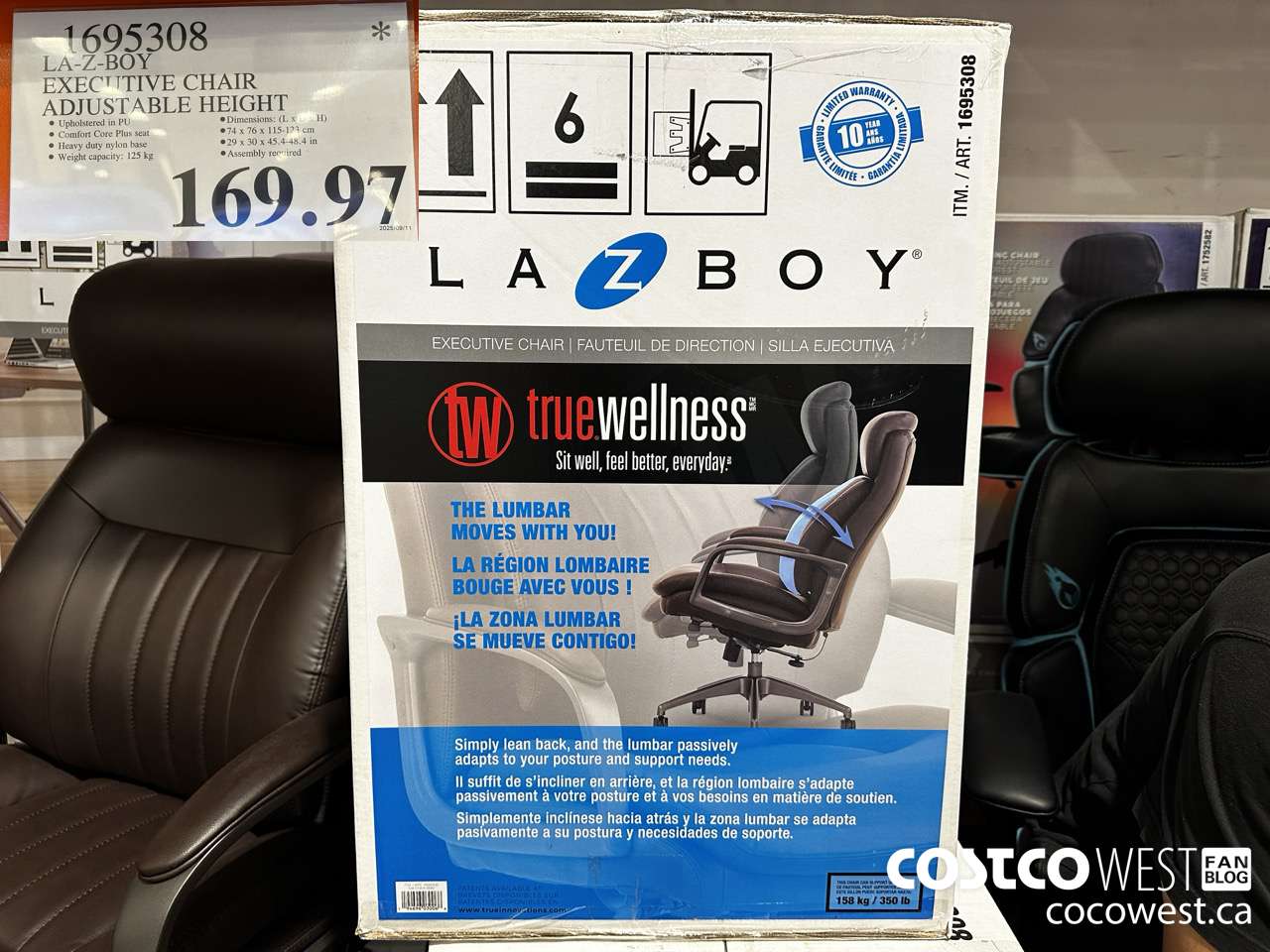 1695308 LA-Z-BOY EXECUTIVE CHAIR ADJUSTABLE HEIGHT $169.97
