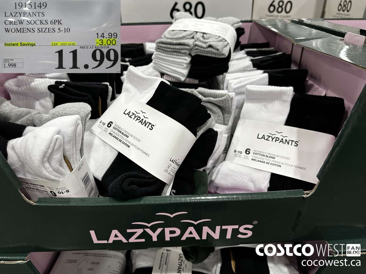 1915149 LAZYPANTS CREW SOCKS 6PK WOMENS SIZES 5-10 ($3.00 INSTANT SAVINGS EXPIRES ON 2025-10-05) $11.99