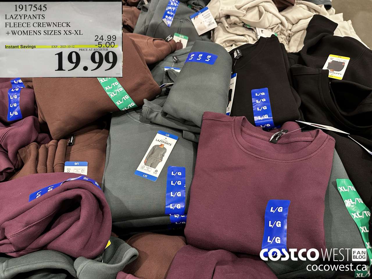 1917545 LAZYPANTS FLEECE CREWNECK WOMENS SIZES XS-XL ($5.00 INSTANT SAVINGS EXPIRES ON 2025-10-12) $19.99