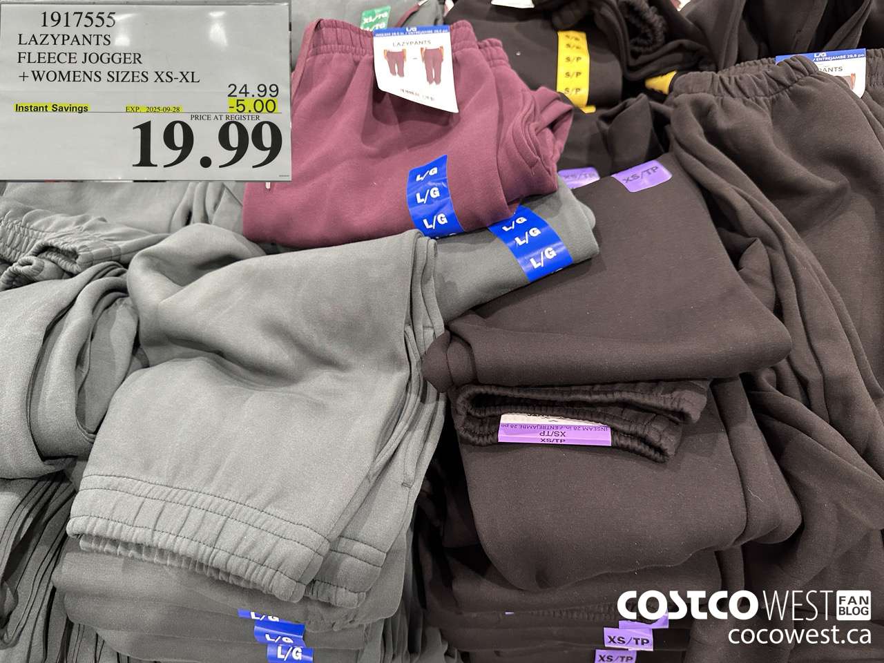 1917555 LAZYPANTS FLEECE JOGGER WOMENS SIZES XS-XL ($5.00 INSTANT SAVINGS EXPIRES ON 2025-09-28) $19.99