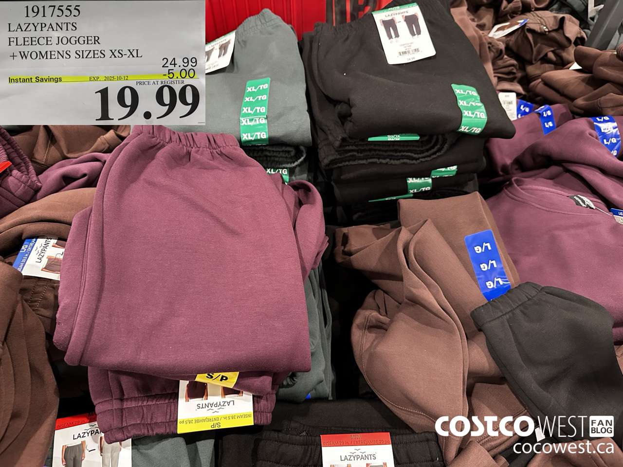 1917555 LAZYPANTS FLEECE JOGGER WOMENS SIZES XS-XL ($5.00 INSTANT SAVINGS EXPIRES ON 2025-10-12) $19.99