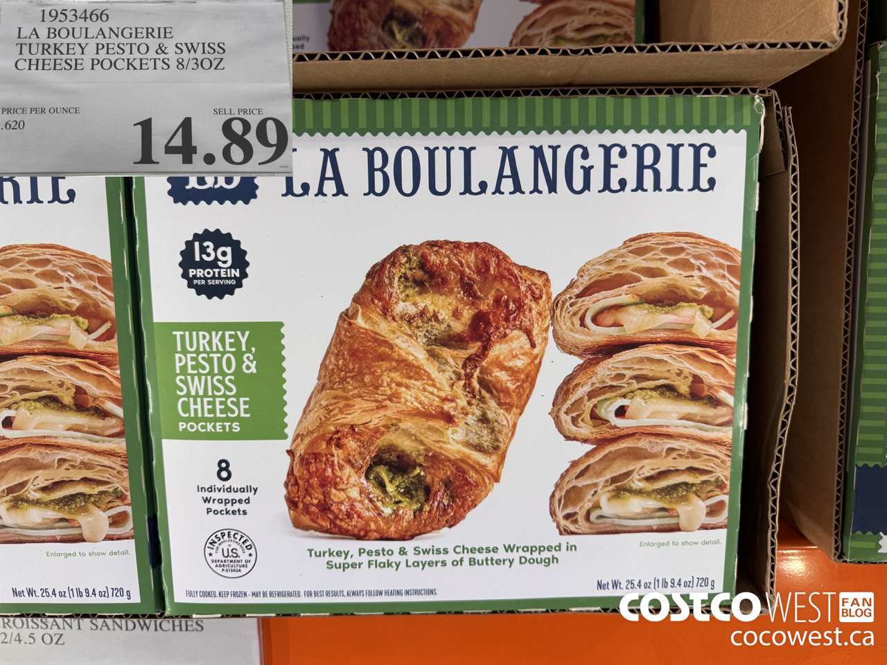 1953466 LA BOULANGERIE TURKEY PESTO & SWISS CHEESE POCKETS 8/3 OZ $14.89