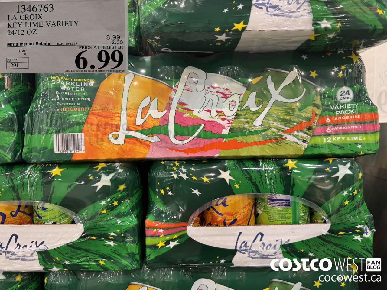 1346763 LA CROIX KEY LIME VARIETY 24/12 OZ ($2.00 INSTANT SAVINGS EXPIRES ON 2025-10-12) $6.99