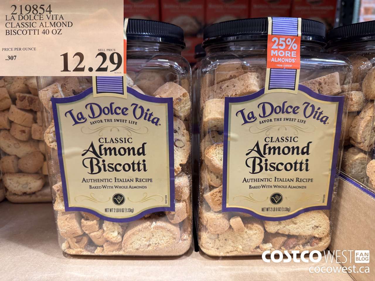 219854 LA DOLCE VITA CLASSIC ALMOND BISCOTTI 40 OZ $12.29