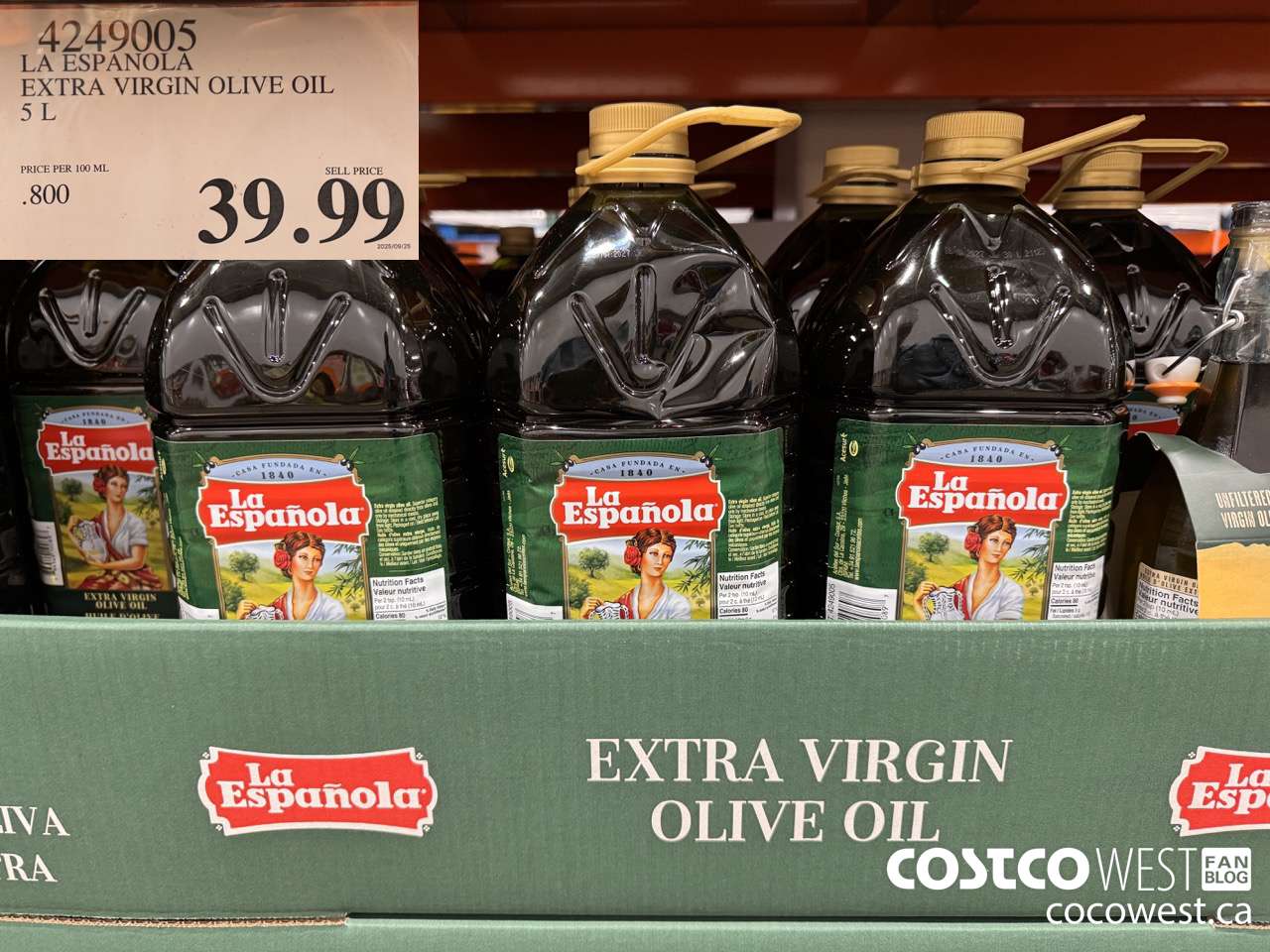 4249005 LA ESPANOLA EXTRA VIRGIN OLIVE OIL 5L $39.99