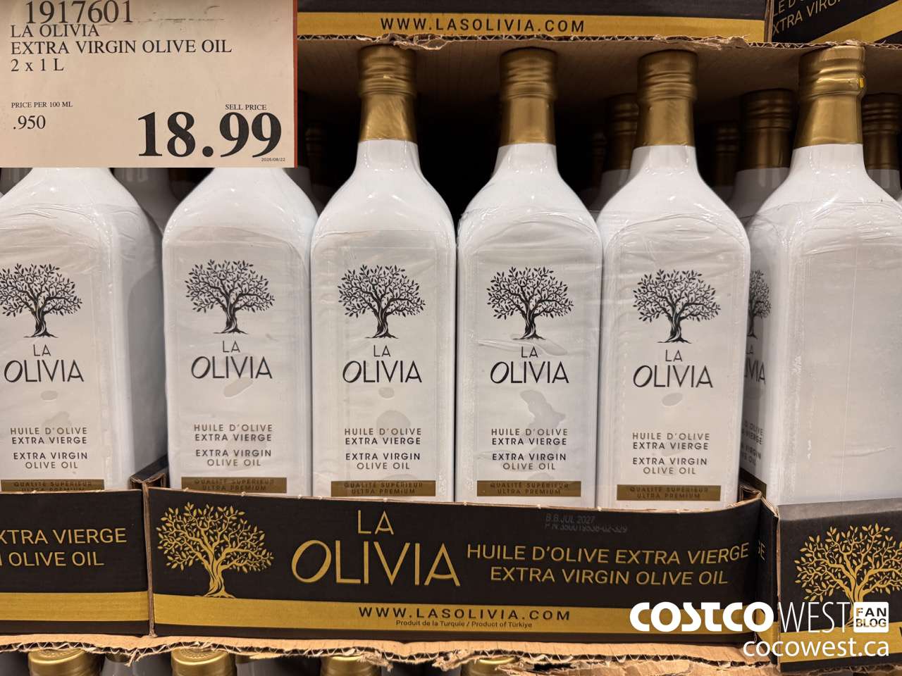 1917601 LA OLIVIA EXTRA VIRGIN OLIVE OIL 2 X 1L $18.99