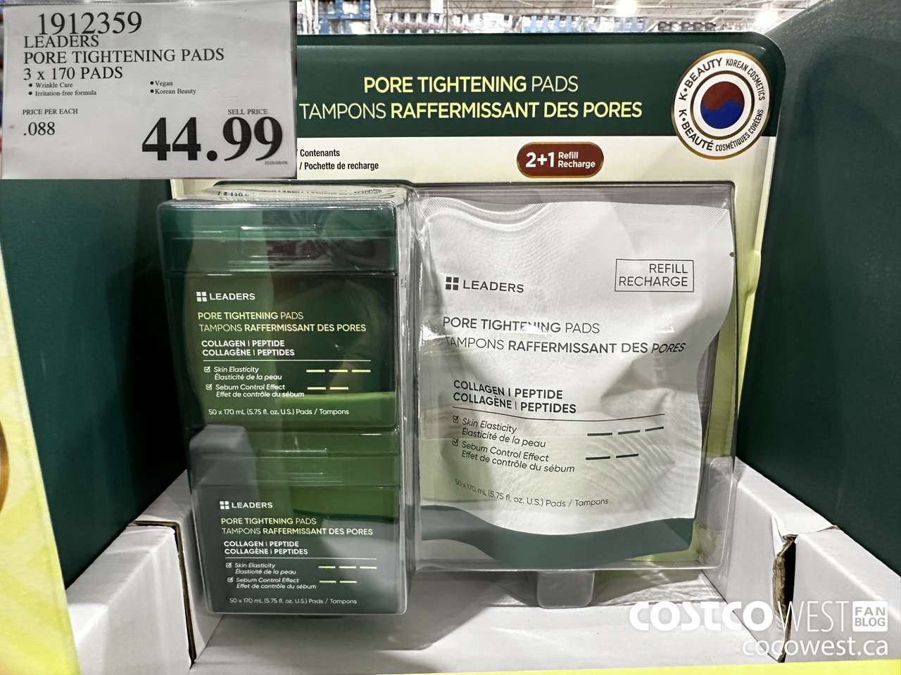 1912359 LEADERS PORE TIGHTENING PADS 3 X 170 PADS $44.99