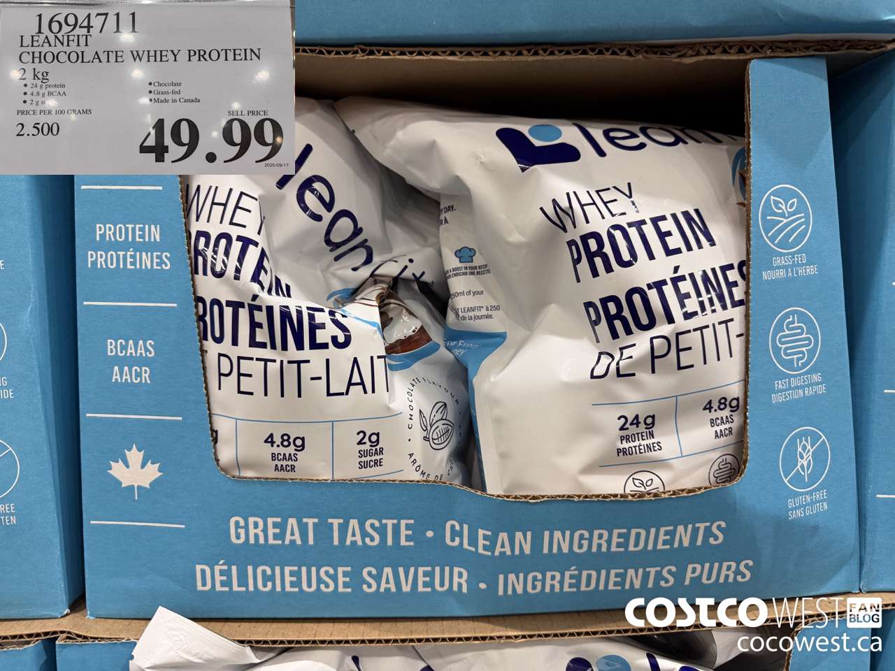 1694711 LEANFIT NATURALS WHEY PROTEIN CHOCOLATE 2 KG $49.99