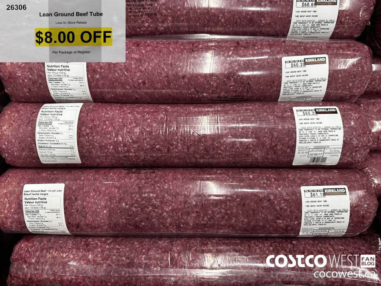 26306 LEAN GROUND BEEF TUBE ($8.00 INSTANT SAVINGS)