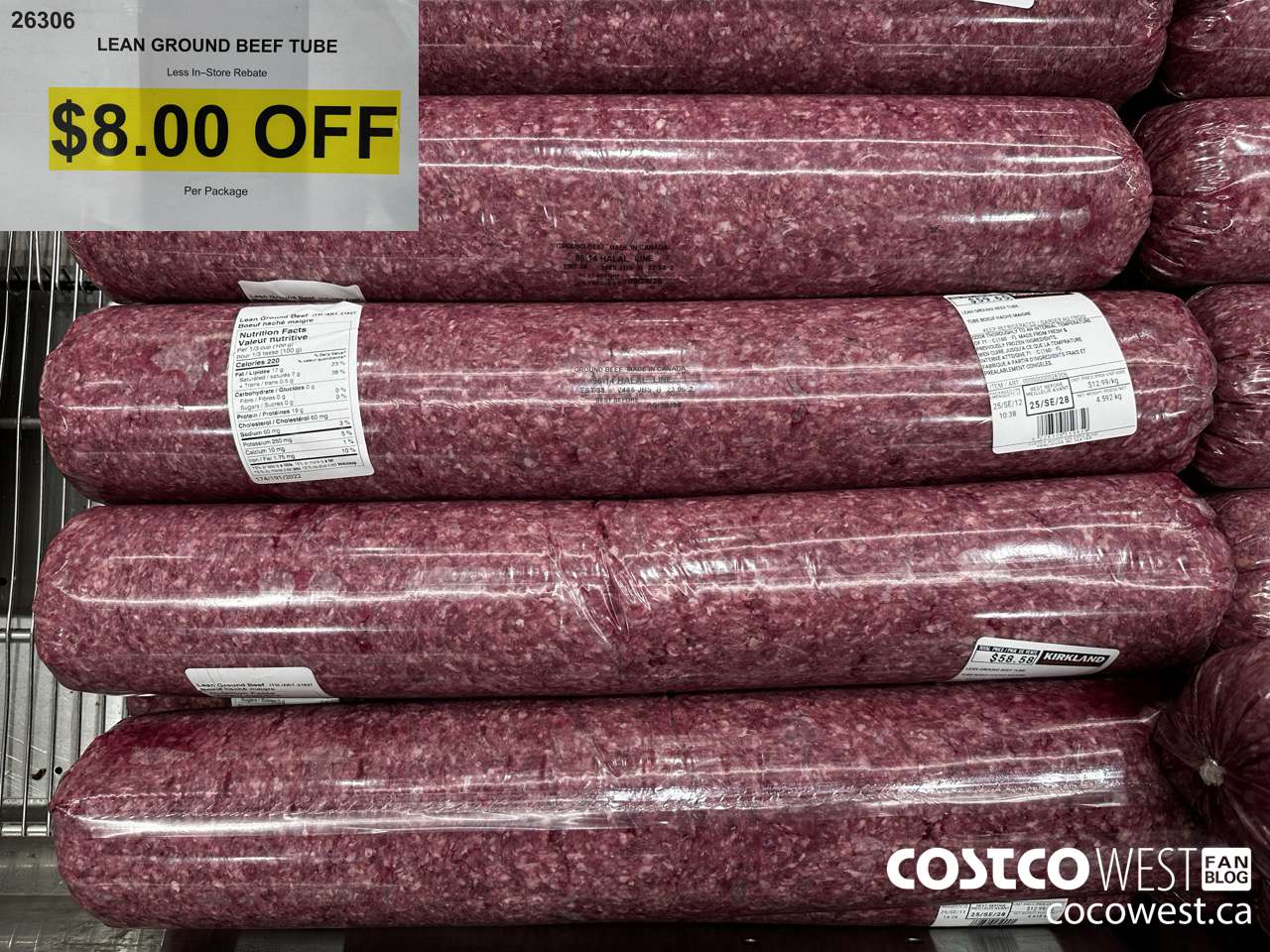 26306 LEAN GROUND BEEF TUBE ($8.00 INSTANT SAVINGS)