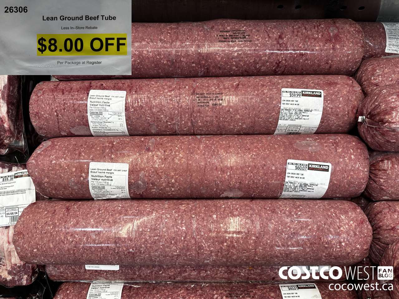 26306 LEAN GROUND BEEF TUBE ($8.00 INSTANT SAVINGS)