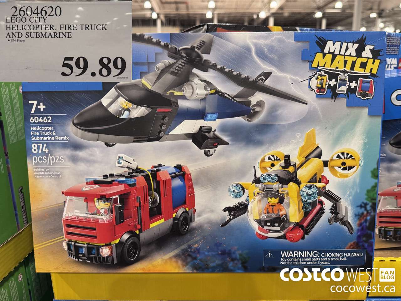 2604620 LEGO CITY HELICOPTER, FIRE TRUCK AND SUBMARINE $59.89