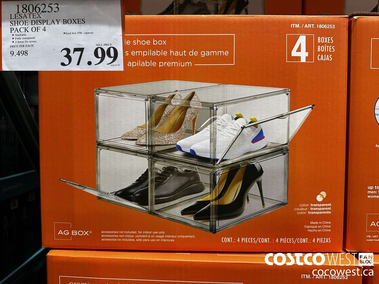 1806253 LESAT3EX SHOE DISPLAY BOXES PACK OF 4 $37.99
