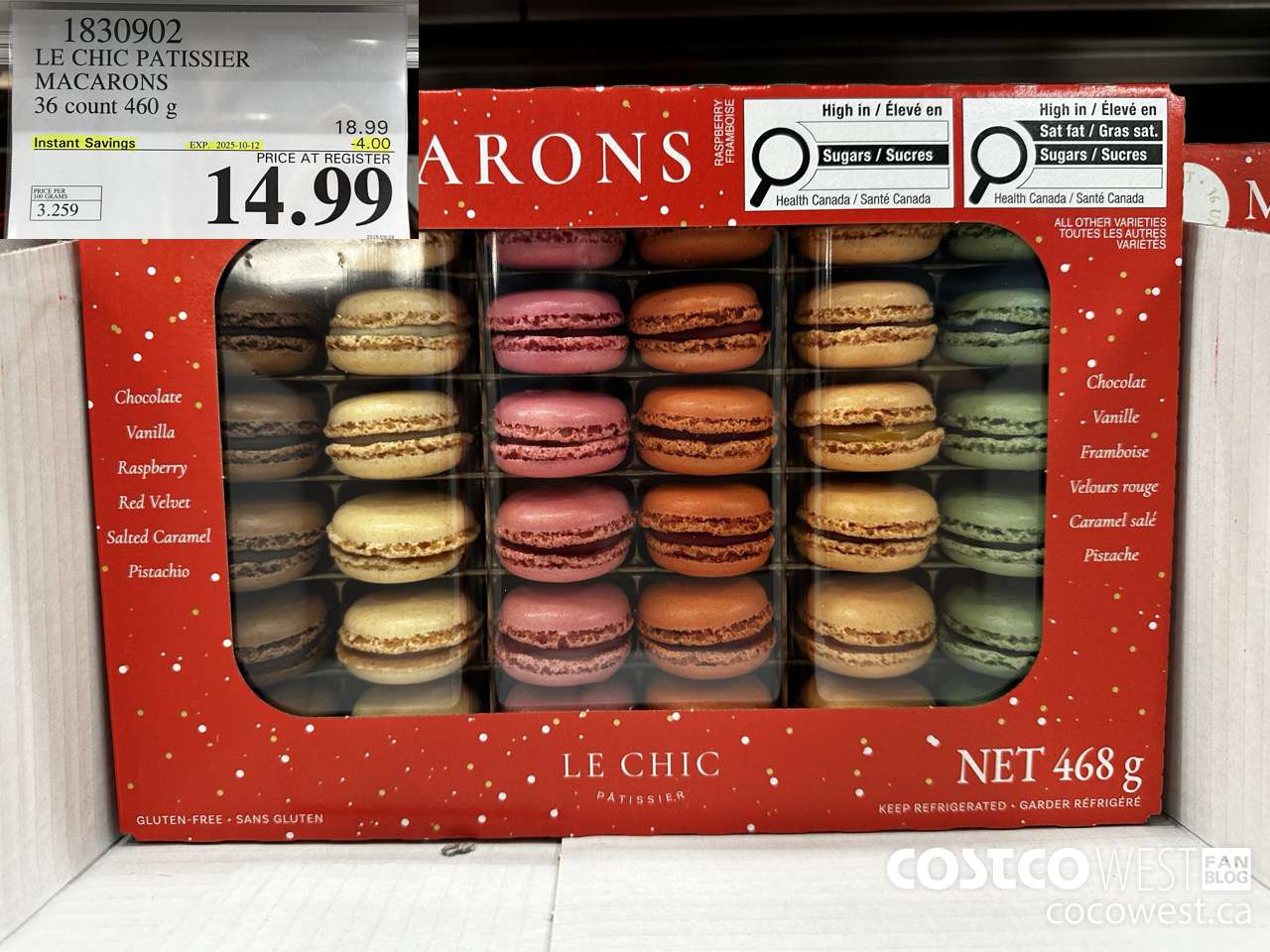 1830902 LE CHIC PATISSIER FRENCH MACARONS 36 COUNT 460G ($4.00 INSTANT SAVINGS EXPIRES ON 2025-10-12) $14.99