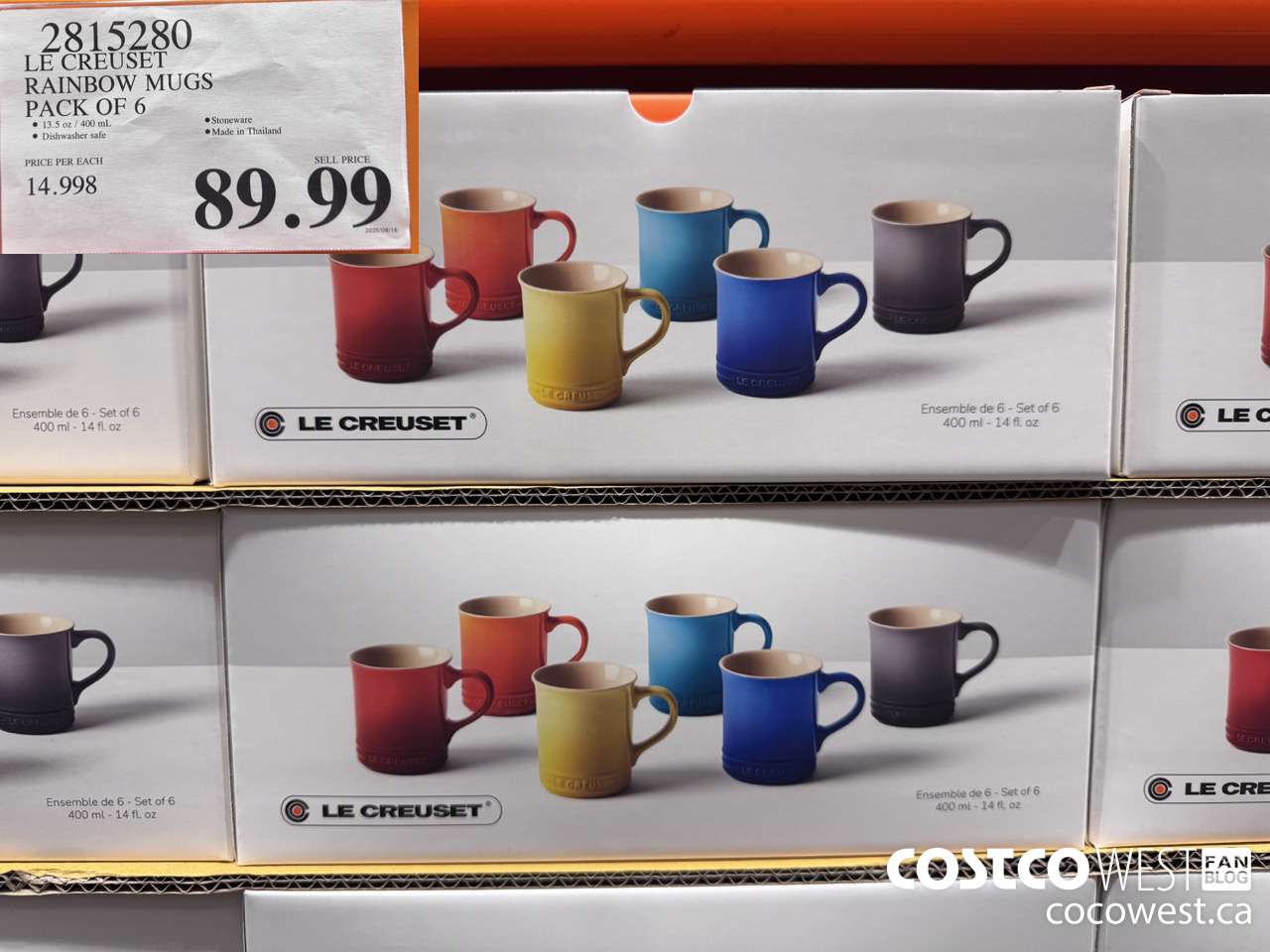 2815280 LE CREUSET RAINBOW MUGS PACK OF 6 $89.99