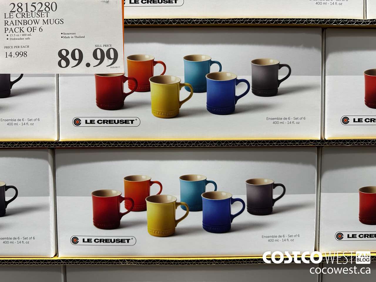 2815280 LE CREUSET RAINBOW MUGS PACK OF 6 $89.99