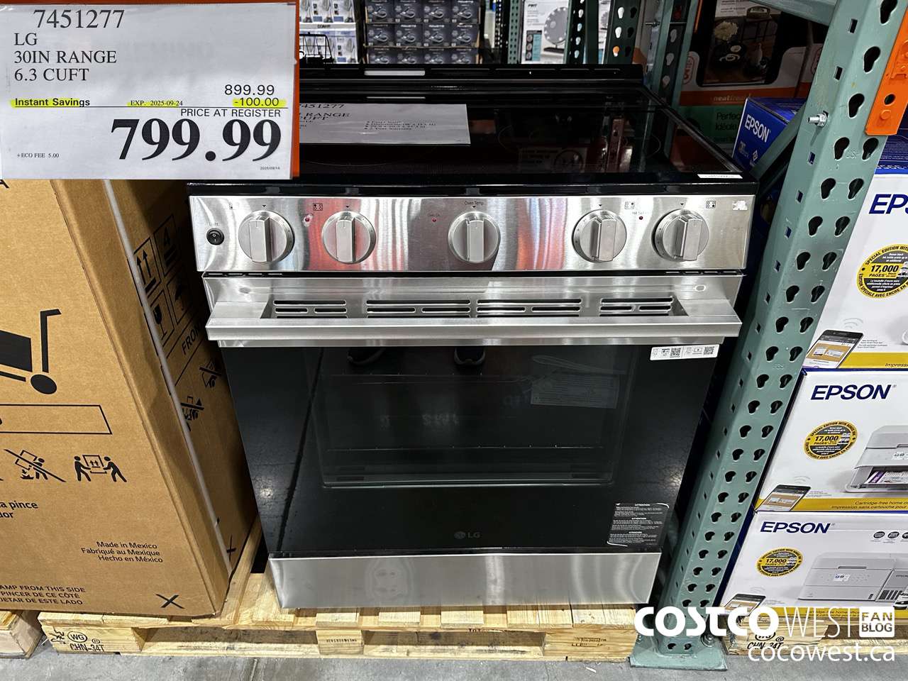 7451277 LG 30IN RANGE 6.3 CUFT ($100.00 INSTANT SAVINGS EXPIRES ON 2025-09-24) $799.99