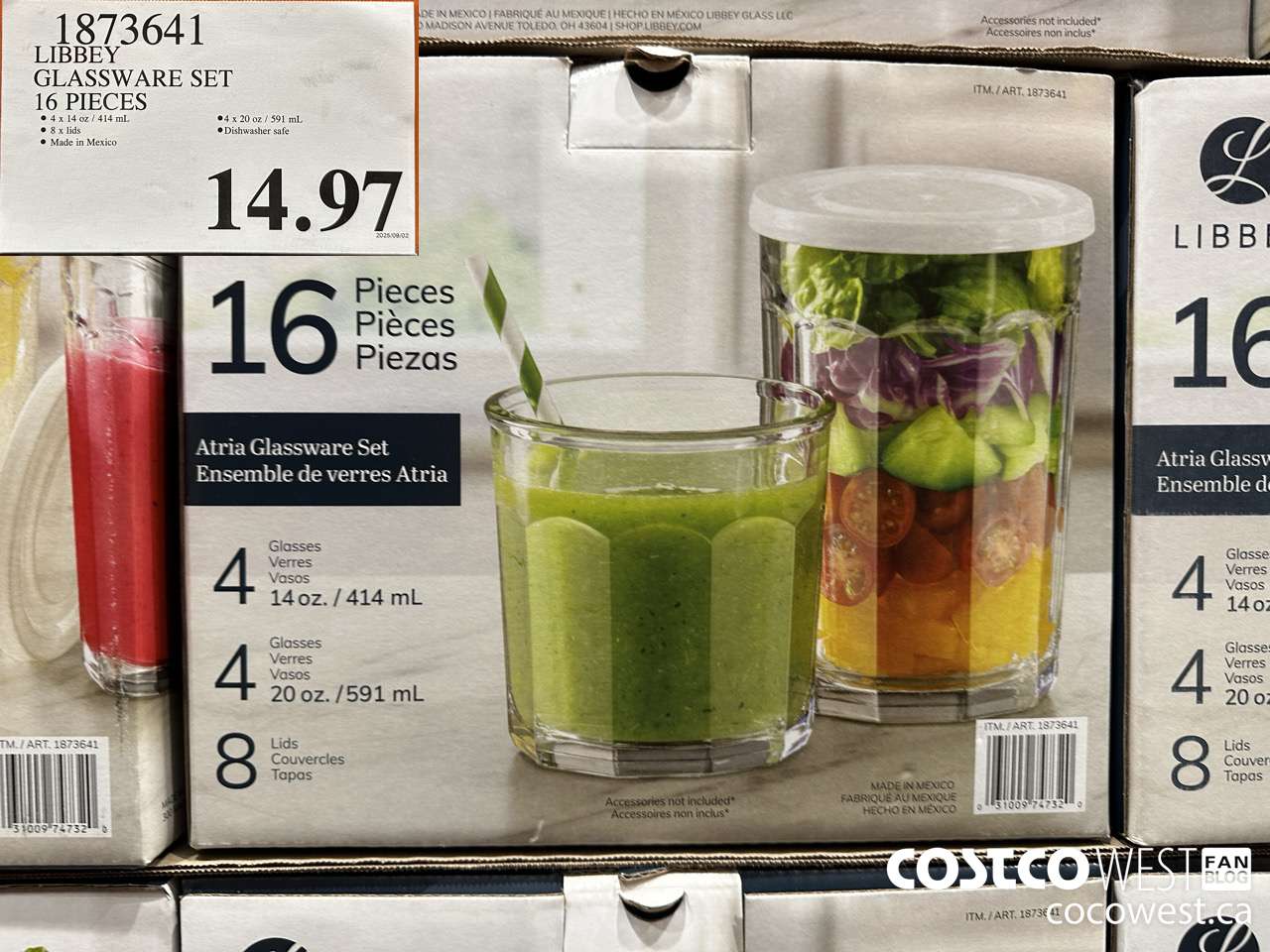 1873641 LIBBEY GLASSWARE SET 16 PIECES $14.97