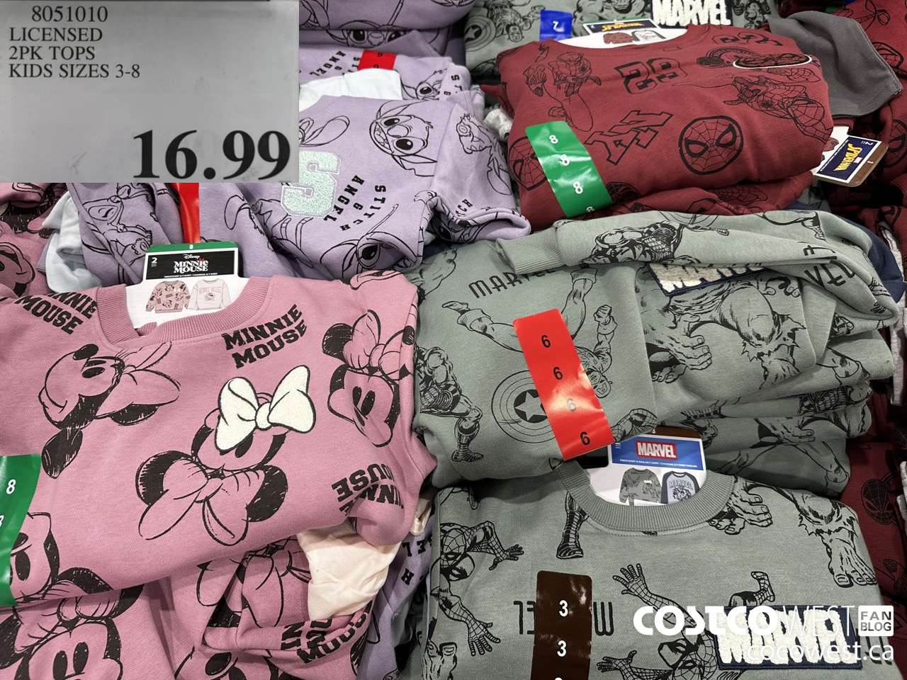 8051010 LICENSED 2PK TOPS KIDS SIZES 3-8 $16.99