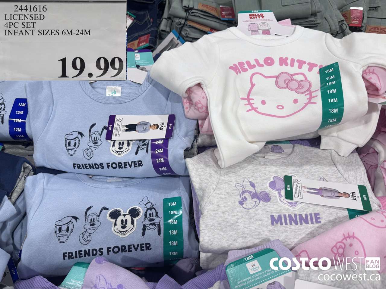 2441616 LICENSED 4PC SET INFANT SIZES 6M-24M $19.99