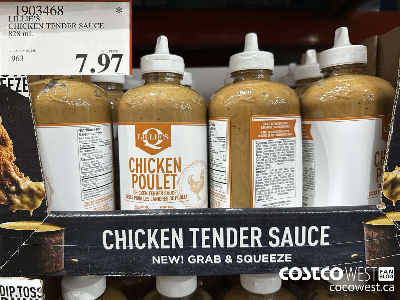 1903468 LILLIE'S CHICKEN TENDER SAUCE 828ML $7.97