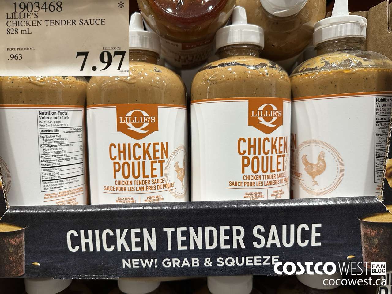 1903468 LILLIE'S CHICKEN TENDER SAUCE 828ML $7.97