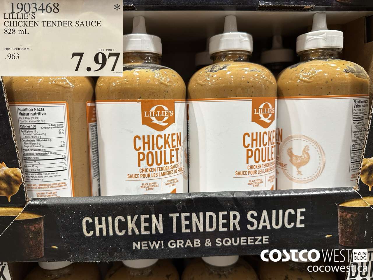1903468 LILLIE'S CHICKEN TENDER SAUCE 828ML $7.97
