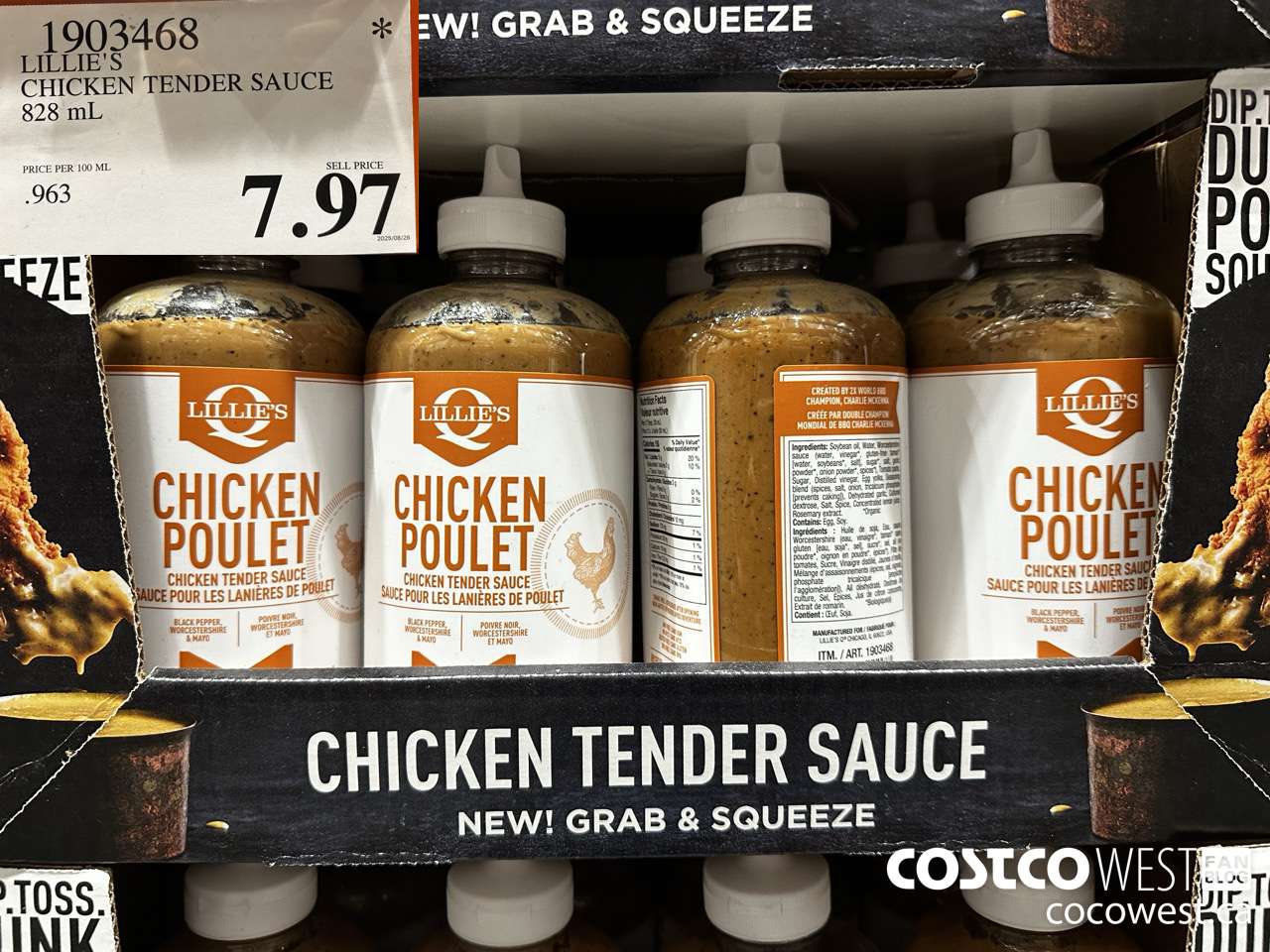 1903468 LILLIE'S CHICKEN TENDER SAUCE 828ML $7.97