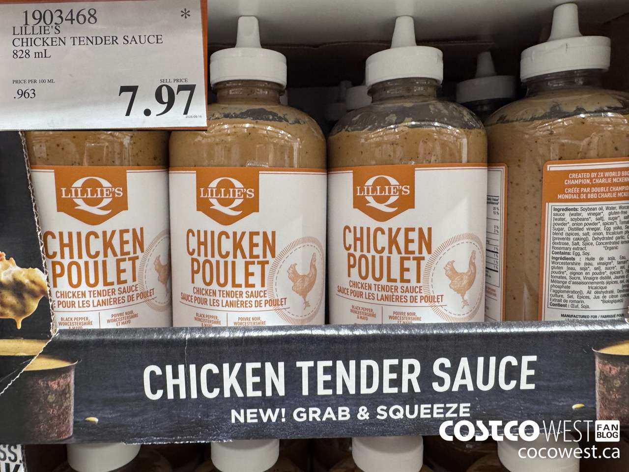 1903468 LILLIE'S CHICKEN TENDER SAUCE 828ML $7.97