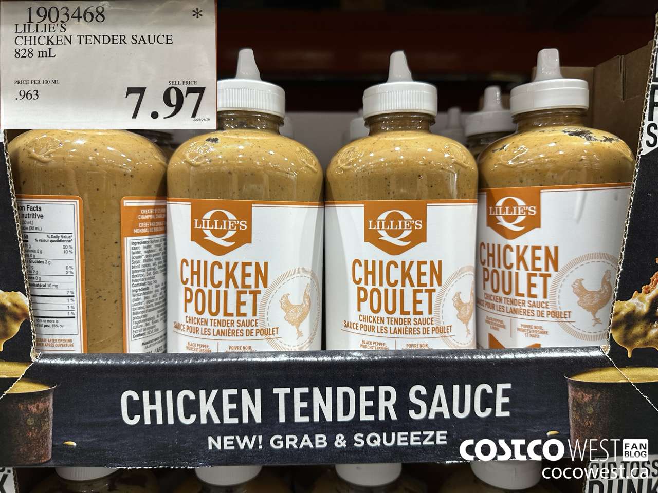 1903468 LILLIE'S CHICKEN TENDER SAUCE 828ML $7.97