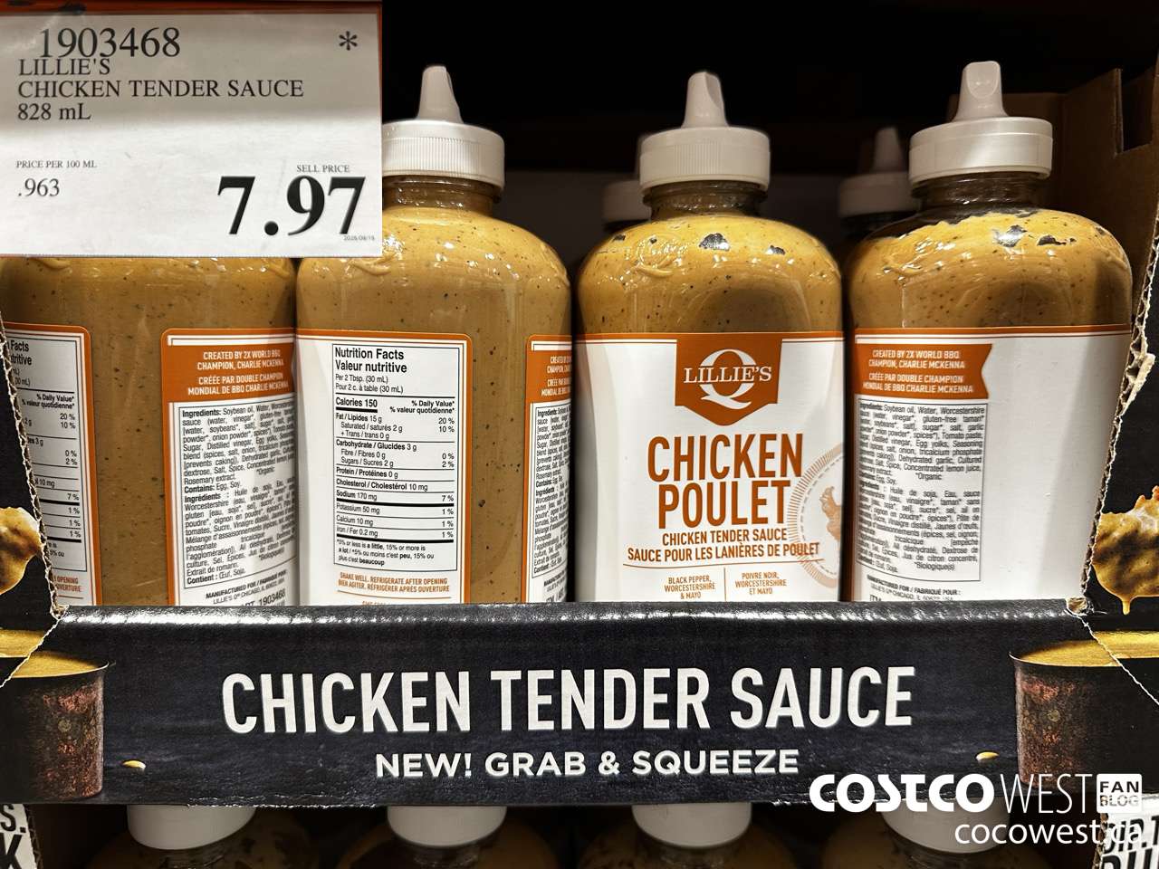 1903468 LILLIE'S CHICKEN TENDER SAUCE 828ML $7.97