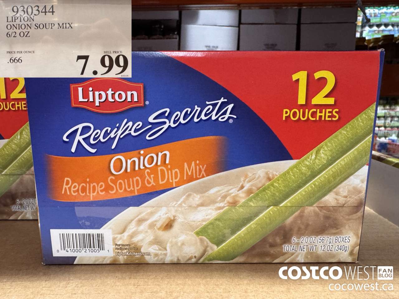 930344 LIPTON ONION SOUP MIX 6/2 OZ  $7.99