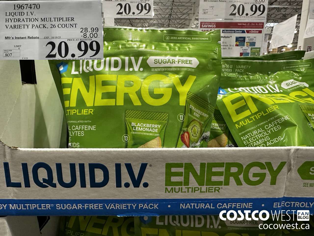 1967470 LIQUID IV HYDRATION MULTIPLIER VARIETY PACK 26 COUNT ($8.00 INSTANT SAVINGS EXPIRES ON 2025-10-19) $20.99