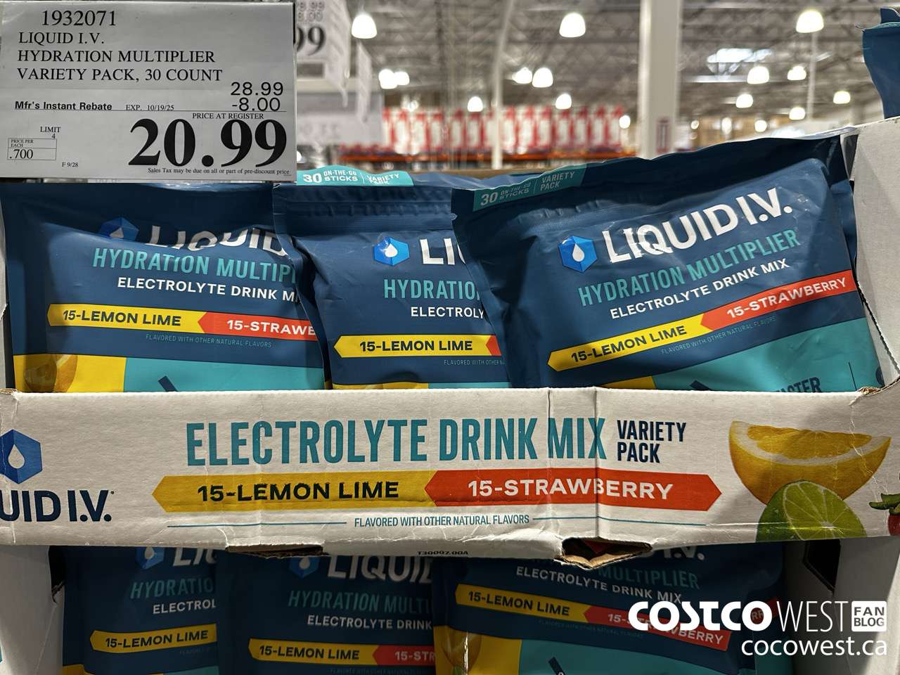 1932071 LIQUID IV HYDRATION MULTIPLIER VARIETY PACK 30 COUNT ($8.00 INSTANT SAVINGS EXPIRES ON 2025-10-19) $20.99