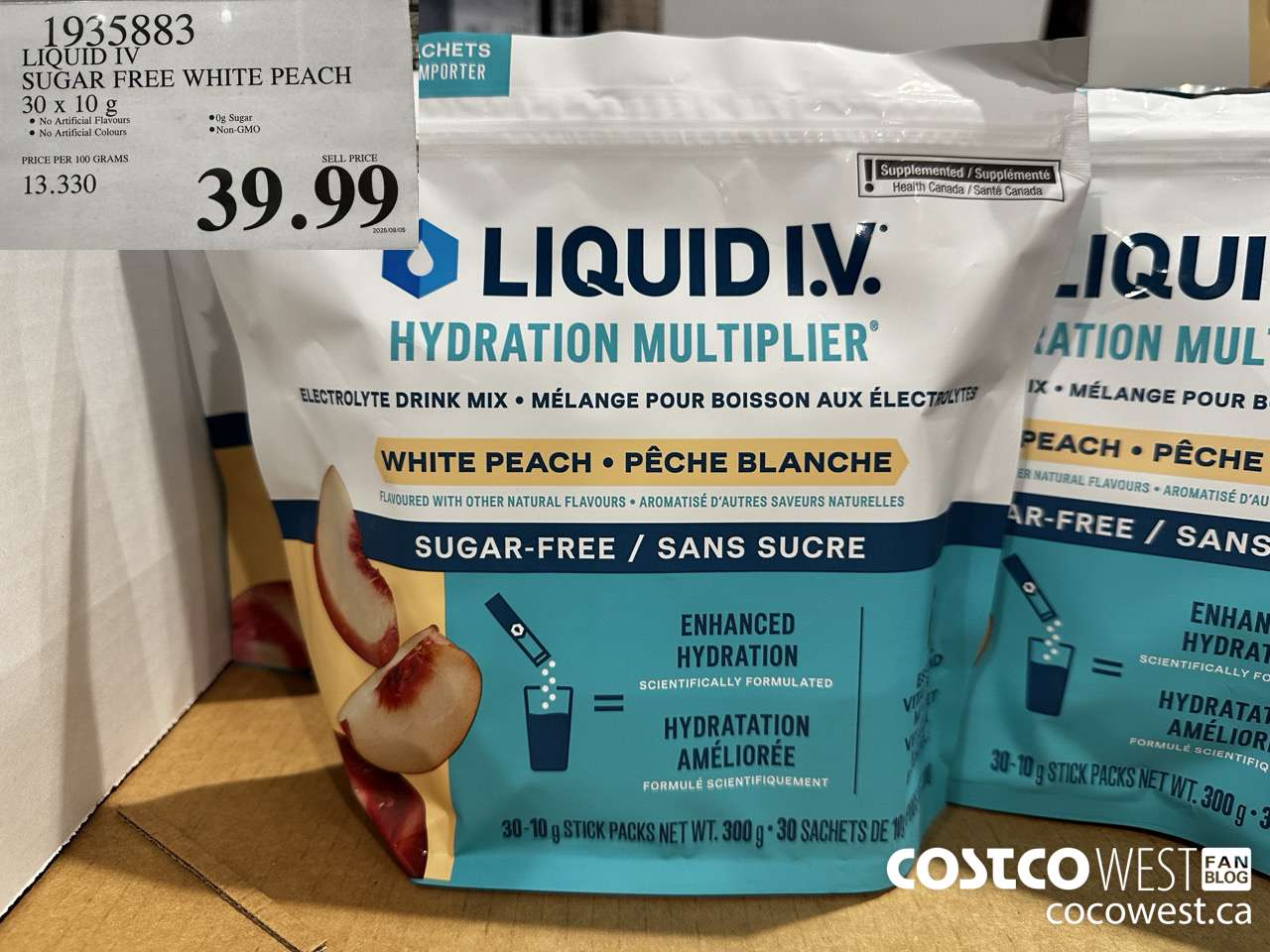 1935883 LIQUID IV SUGAR FREE WHITE PEACH 30 X 10G $39.99