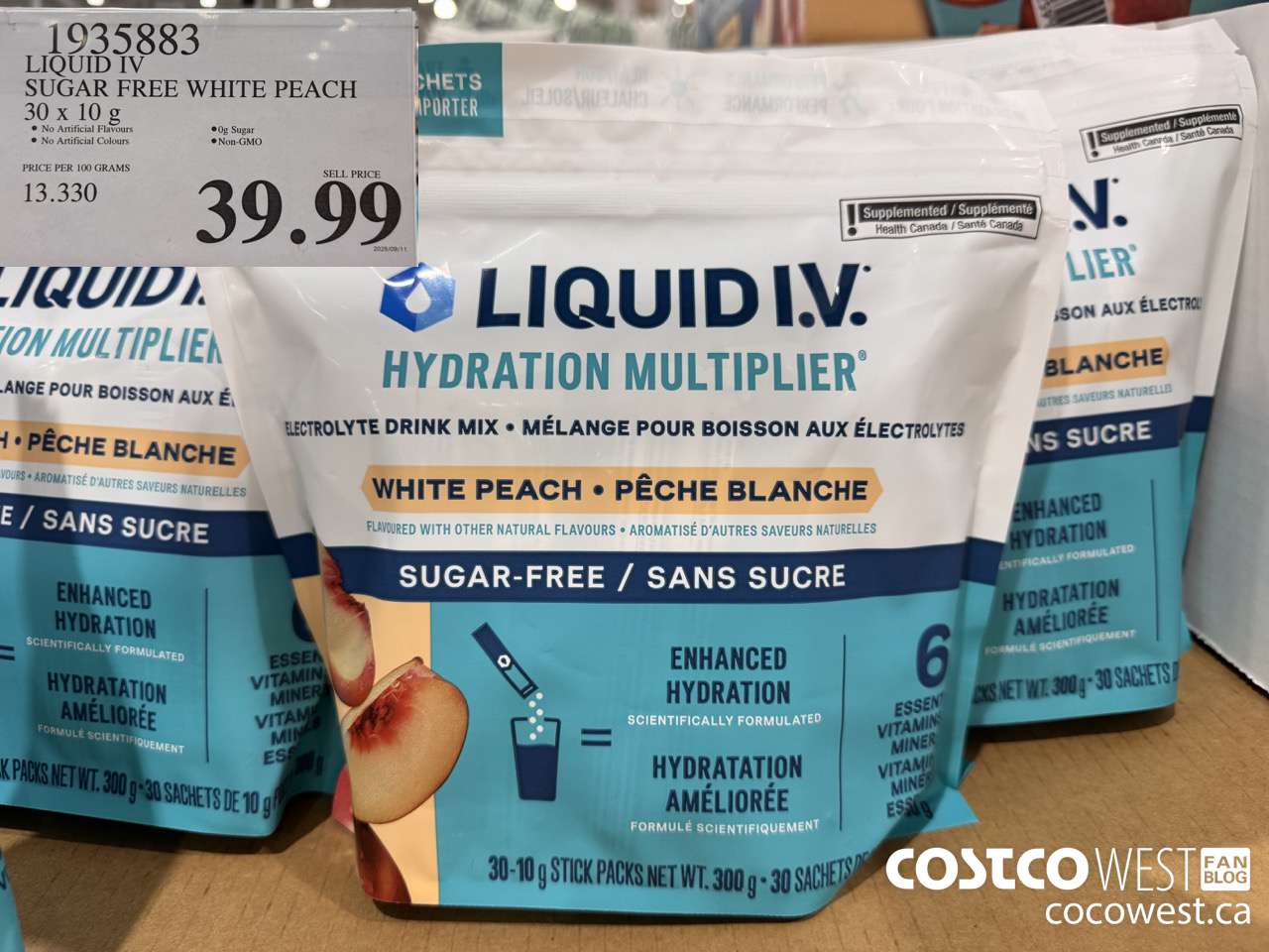 1935883 LIQUID IV SUGAR FREE WHITE PEACH 30 X 10G $39.99