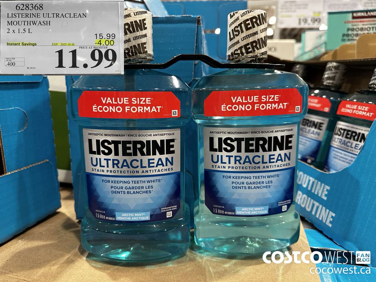628368 LISTERINE ULTRACLEAN MOUTHWASH 2 X 1.5L ($4.00 INSTANT SAVINGS EXPIRES ON 2025-10-26) $11.99