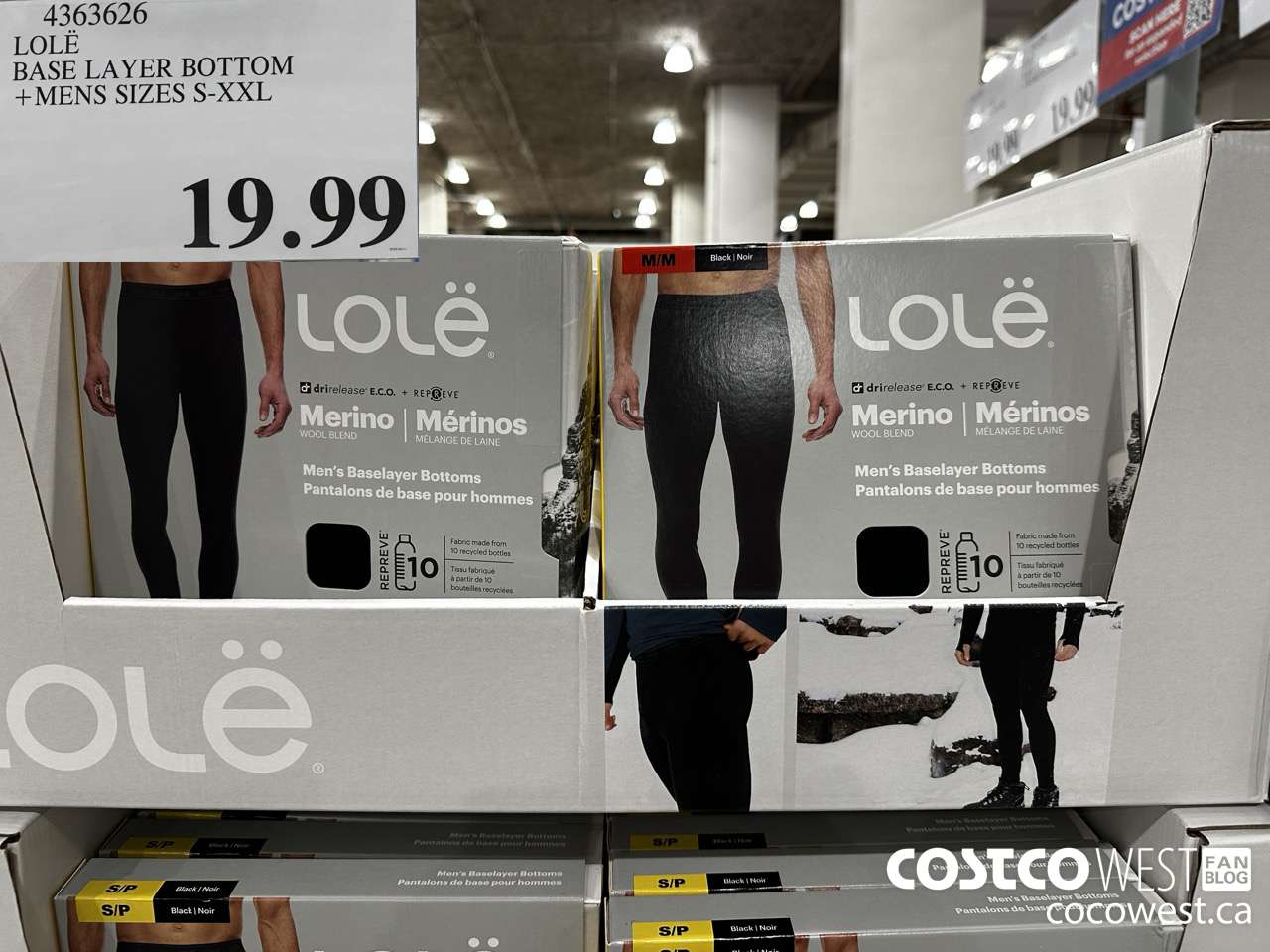 4363626 LOLE BASE LAYER BOTTOM MENS SIZES S-XXL $19.99