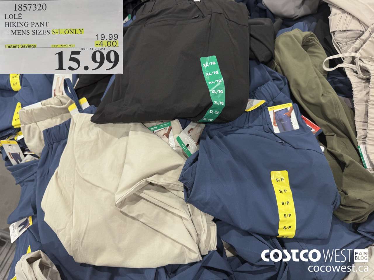 1857320 LOLE HIKING PANT MENS SIZES S-L ONLY ($4.00 INSTANT SAVINGS EXPIRES ON 2025-09-21) $15.99