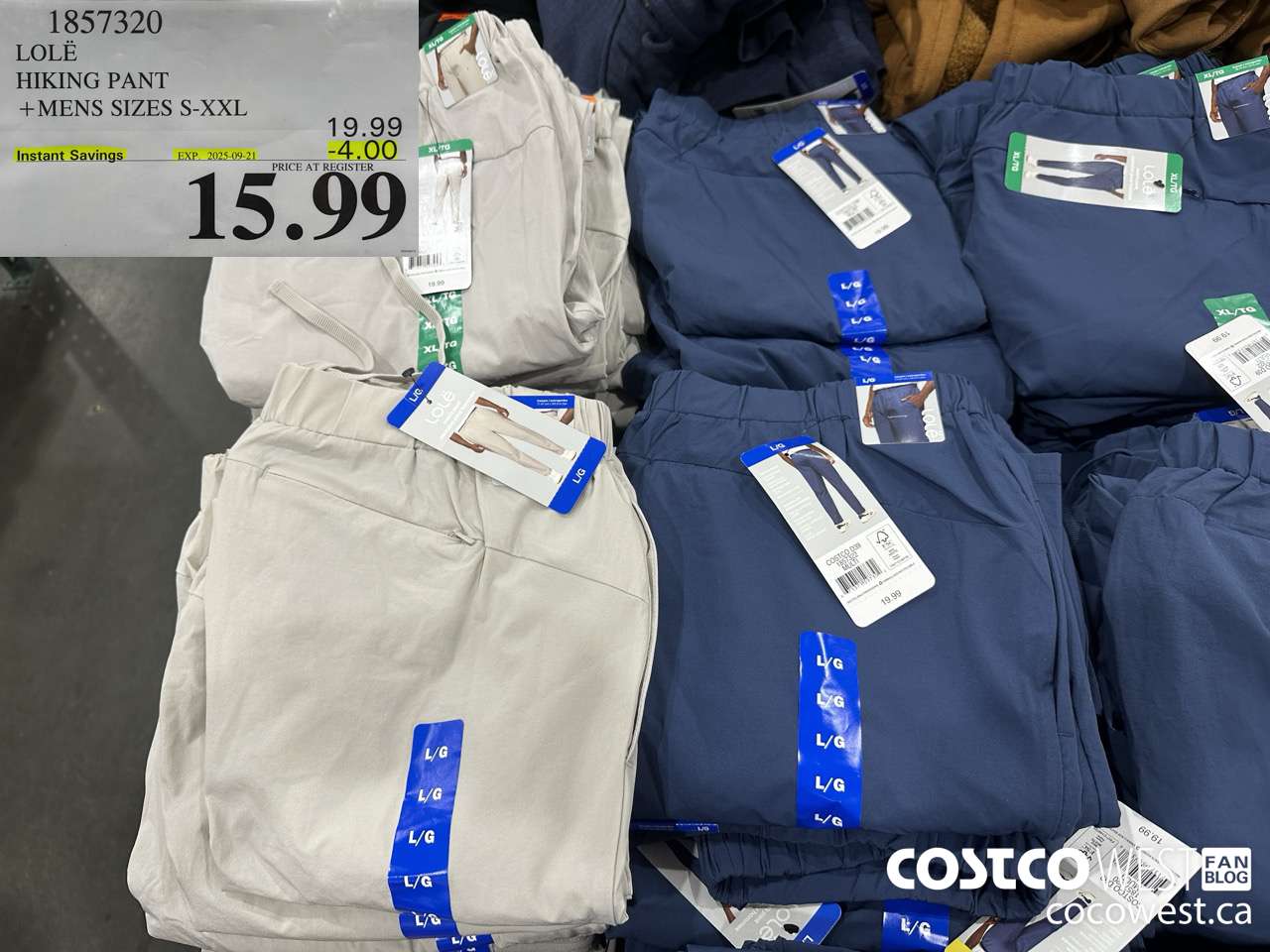 1857320 LOLE HIKING PANT MENS SIZES S-XXL ($4.00 INSTANT SAVINGS EXPIRES ON 2025-09-21) $15.99