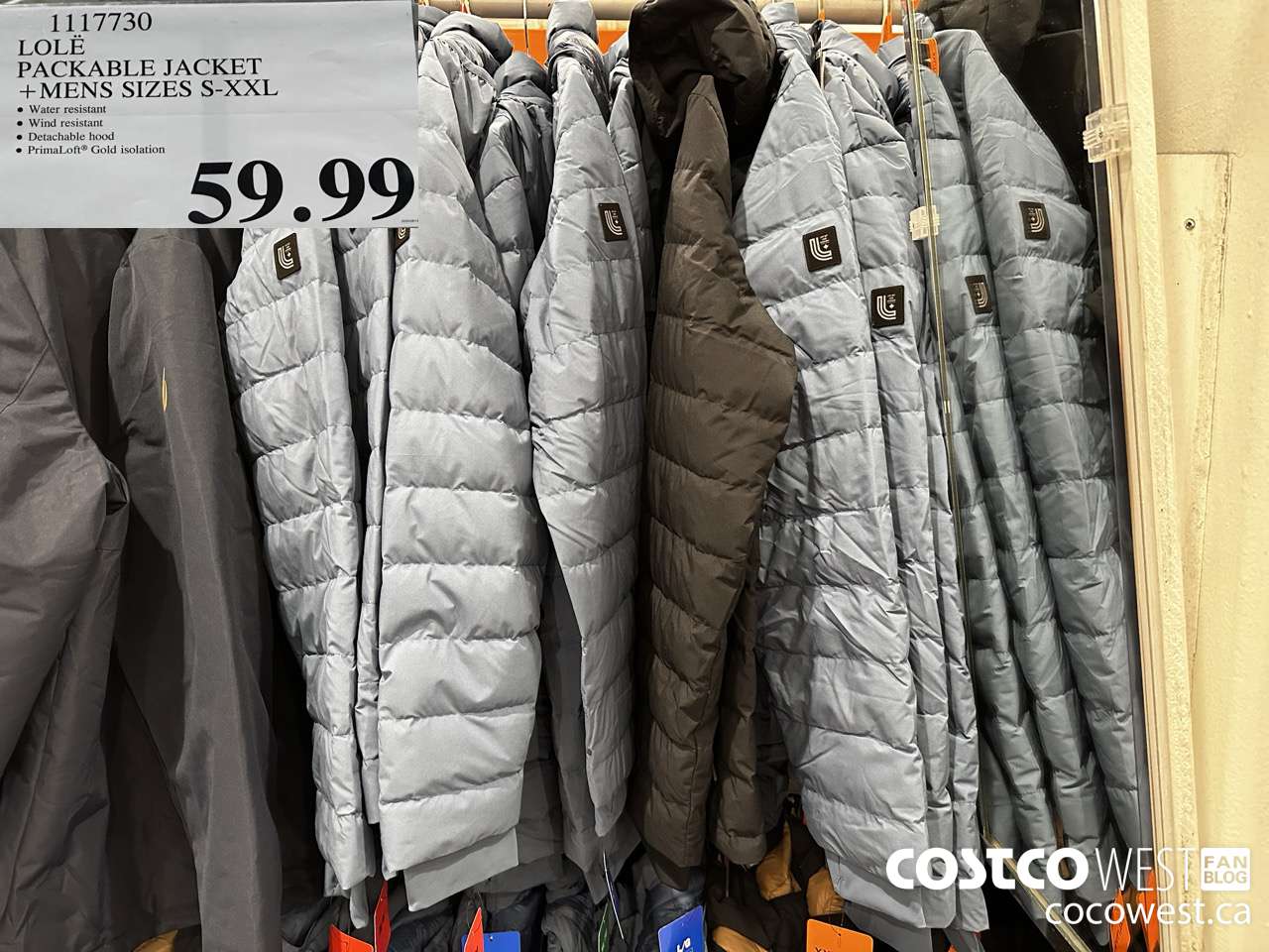 1117730 LOLE PACKABLE JACKET MENS SIZES S-XXL  $59.99