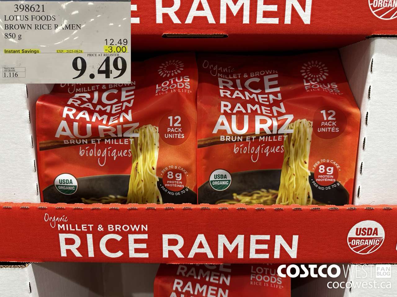 398621 LOTUS FOODS MILLET & BROWN RICE RAMEN 850 g ($3.00 INSTANT SAVINGS EXPIRES ON 2025-09-28) $9.49