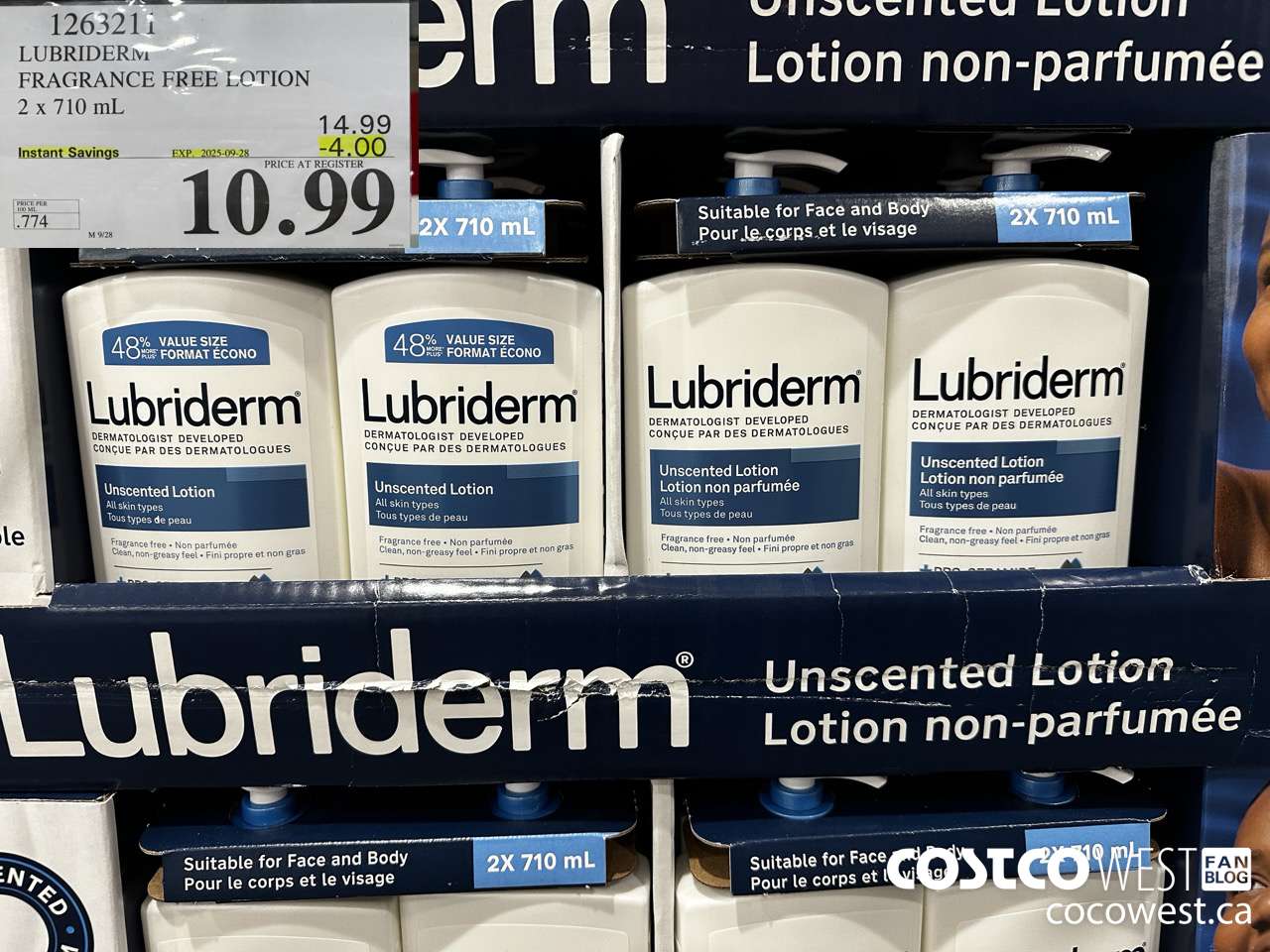 1263211 LUBRIDERM FRAGRANCE FREE LOTION 2 X 710ML ($4.00 INSTANT SAVINGS EXPIRES ON 2025-09-28) $10.99