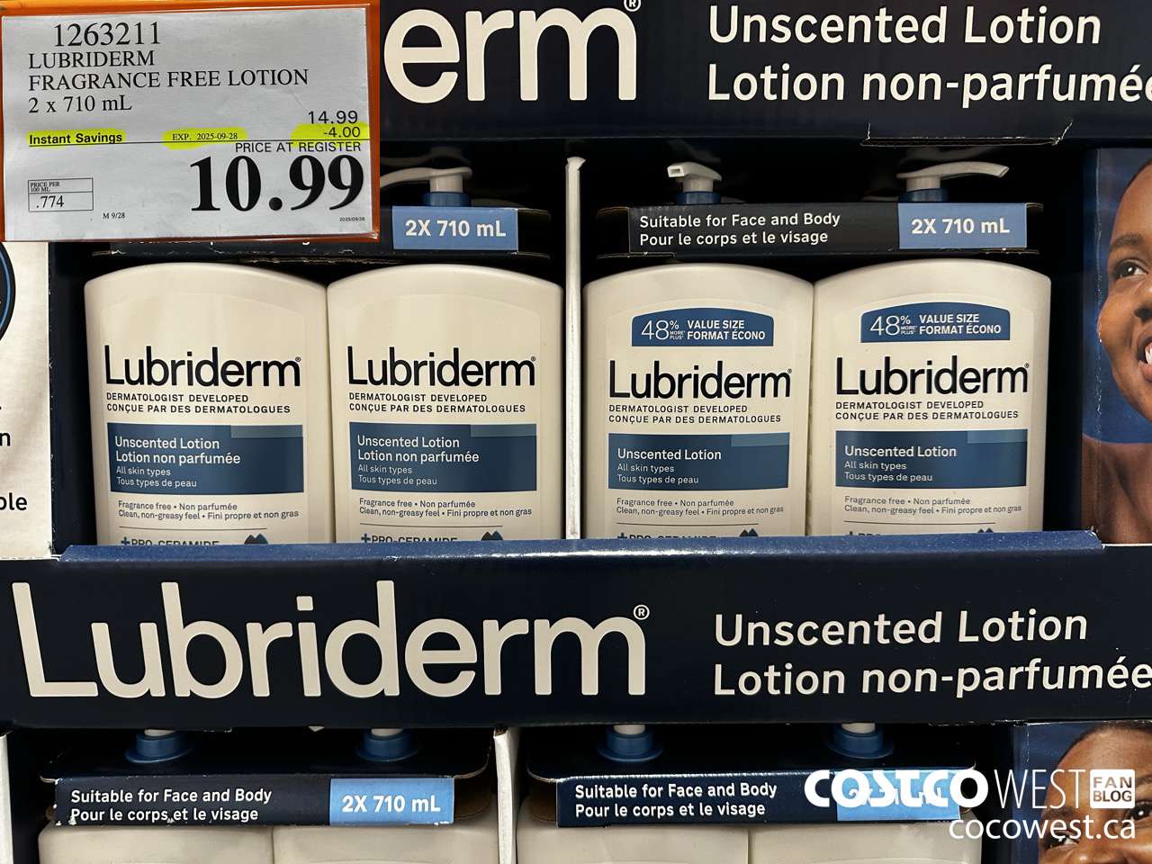1263211 LUBRIDERM FRAGRANCE FREE LOTION 2 X 710ML ($4.00 INSTANT SAVINGS EXPIRES ON 2025-09-28) $10.99