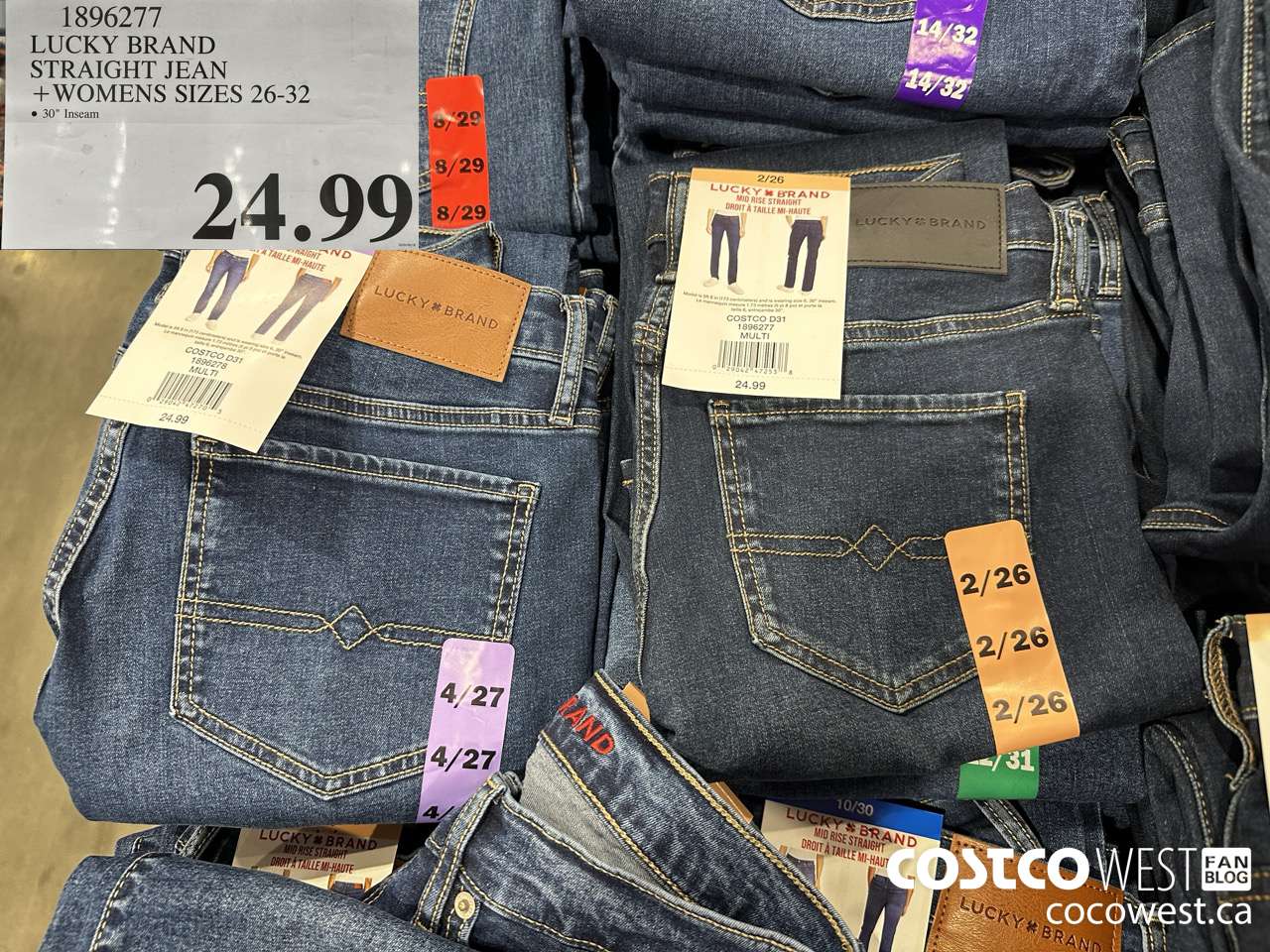 1896277 LUCKY BRAND STRAIGHT JEAN WOMENS SIES 26-32 $24.99