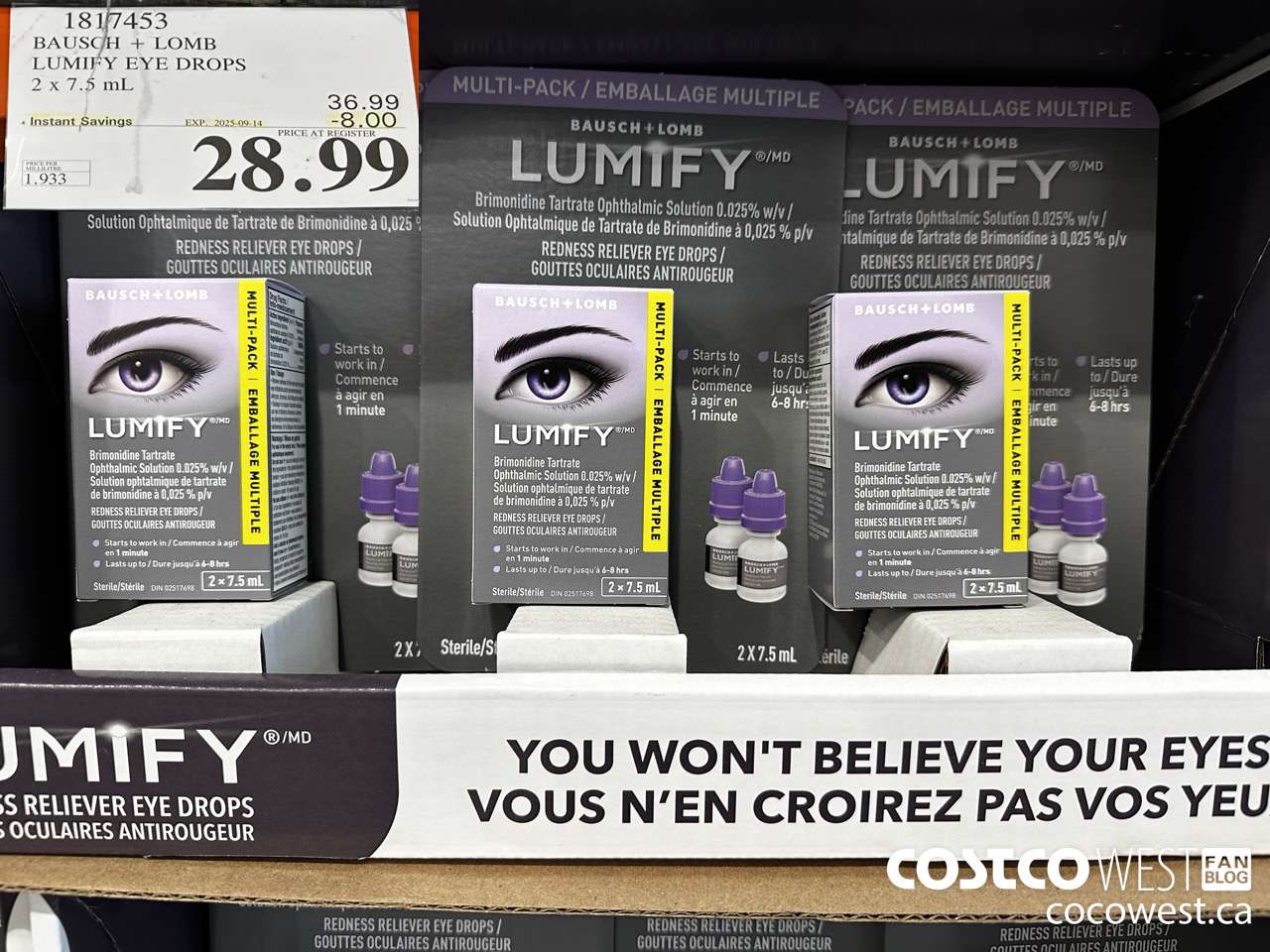 1817453 LUMIFY DROPS 2 X 7.5ML ($8.00 INSTANT SAVINGS EXPIRES ON 2025-09-14) $28.99